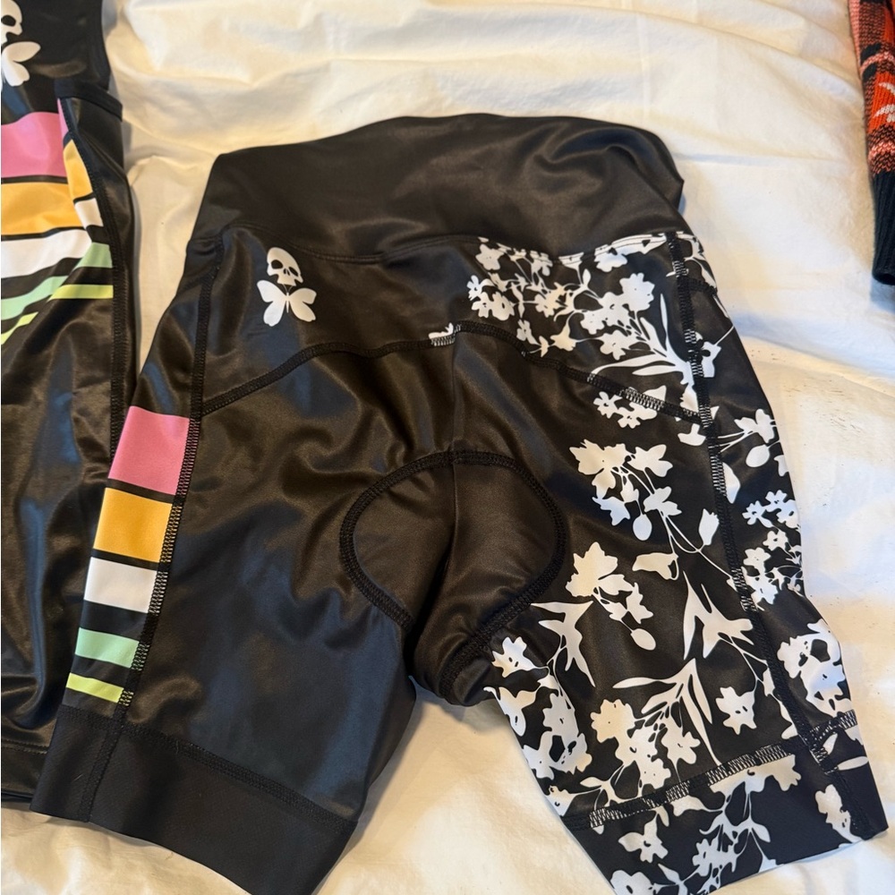 Betty Designs Black & Floral Cycling Shorts - Never Worn